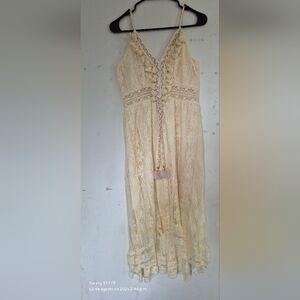 Cupshe Beige Lace Maxi Dress